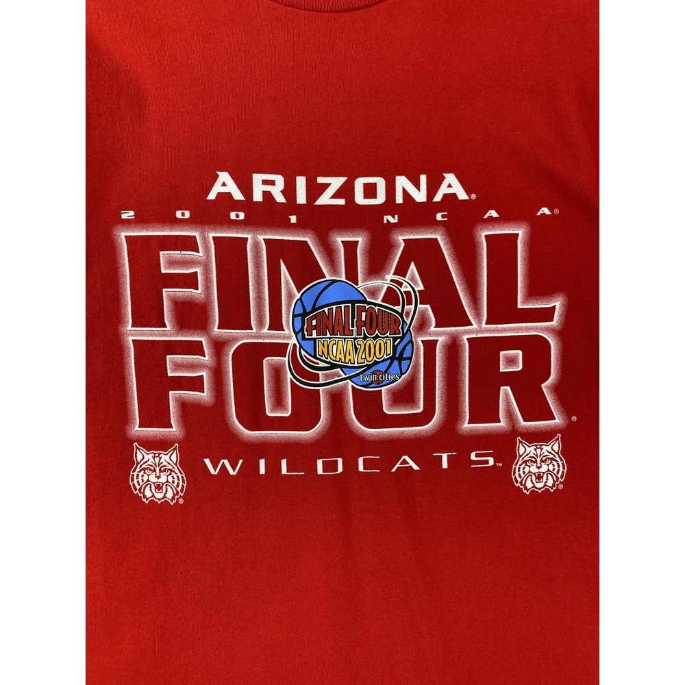 Arizona Wildcats Final 4 Shirt Mens L Red Long Sleeve Graphic T Vintage 2001